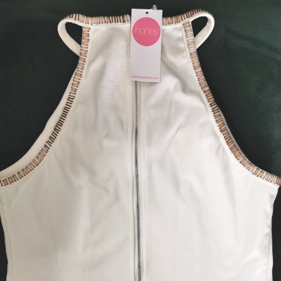 Never been worn. Honey, crop top, ivory/rose gold, small - Picture 2 of 3